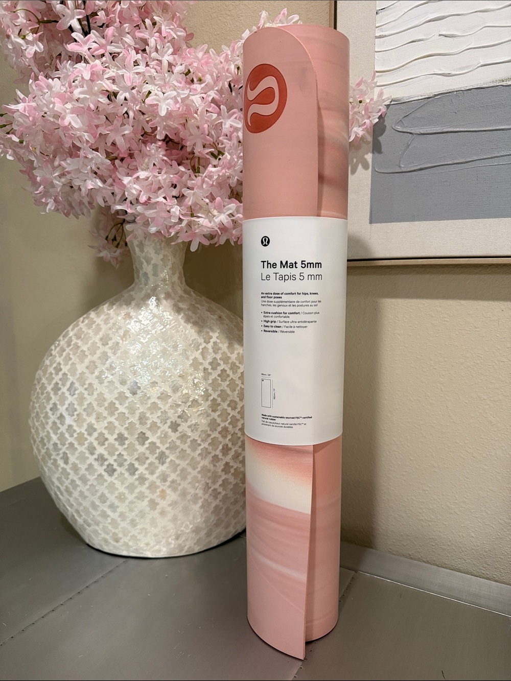 Lululemon The Mat 5mm Yoga Mat Pink Blush Gradient Reversible Grip 26” x 71” NWT